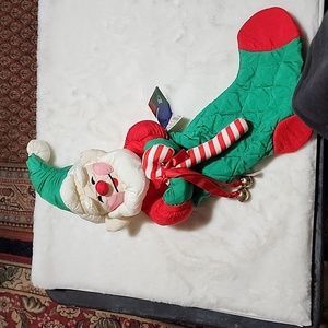 Christmas  Stocking SANTA CLAUS  🎅  WITH JINGLE BELLS 🔔  . NEW WITH TAGS